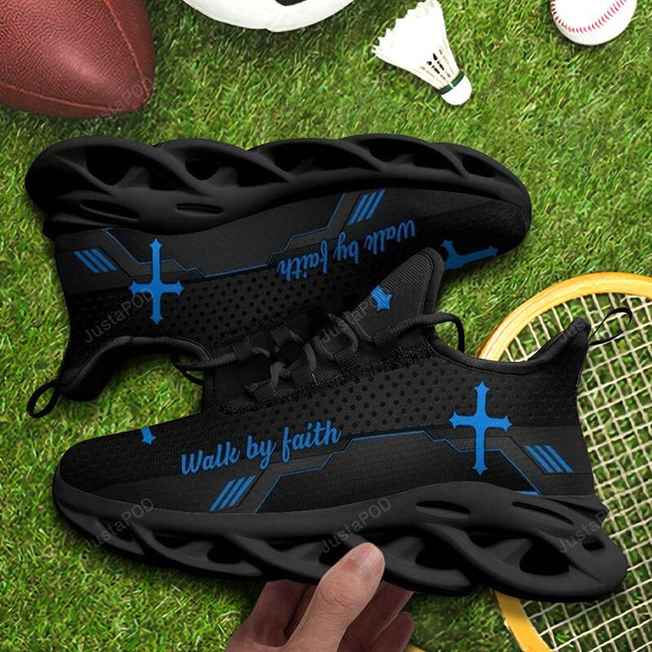 Walk By Faith Cross Jesus Christ Way Maker Max Soul Shoes, Light Sports Shoes