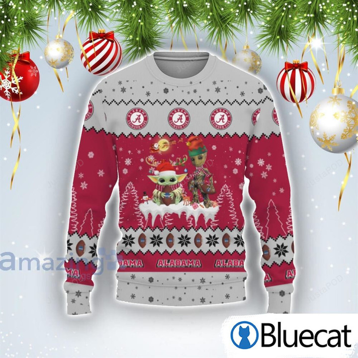 Baby Yoda Groot Cute Gift Alabama Crimson Tide Ugly Christmas Sweater