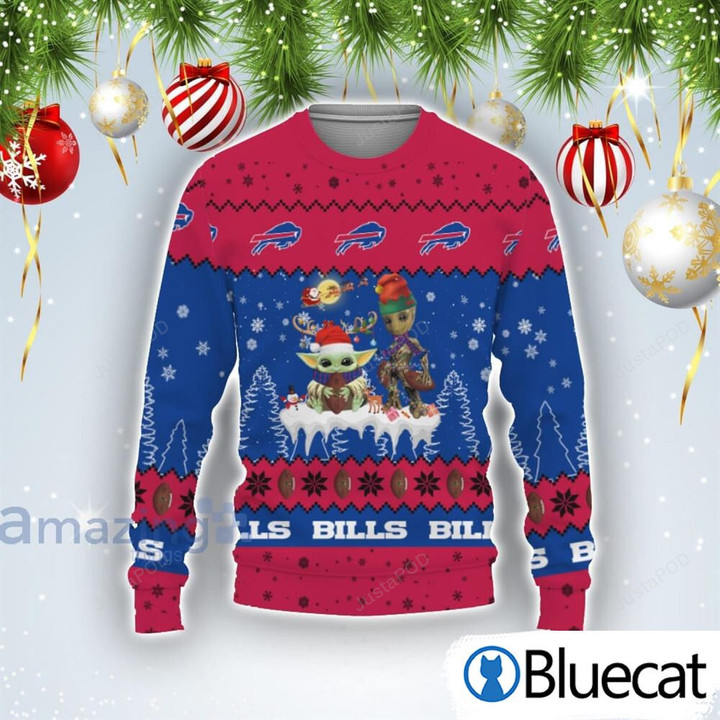 Baby Yoda Groot Cute Gift Buffalo Bills Ugly Christmas Sweater