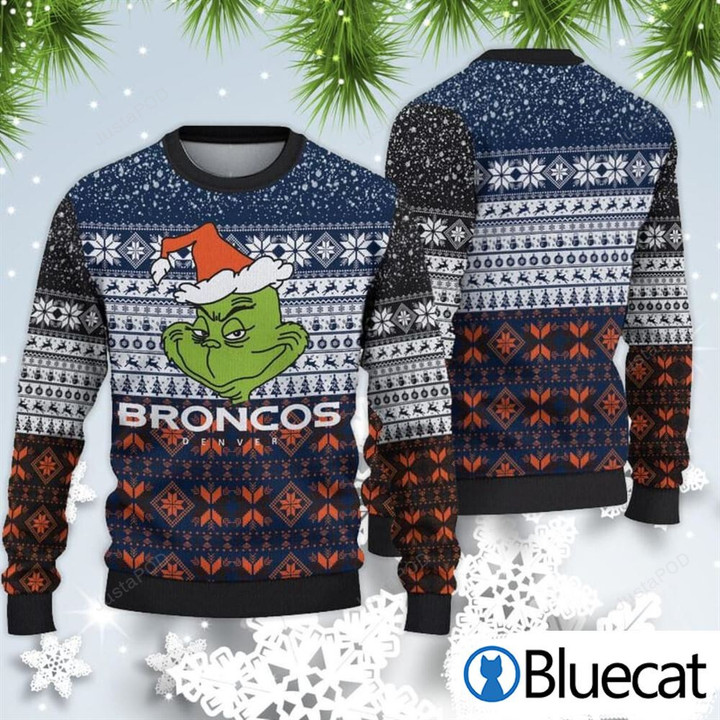 Denver Broncos Grinch Ugly Christmas Sweater