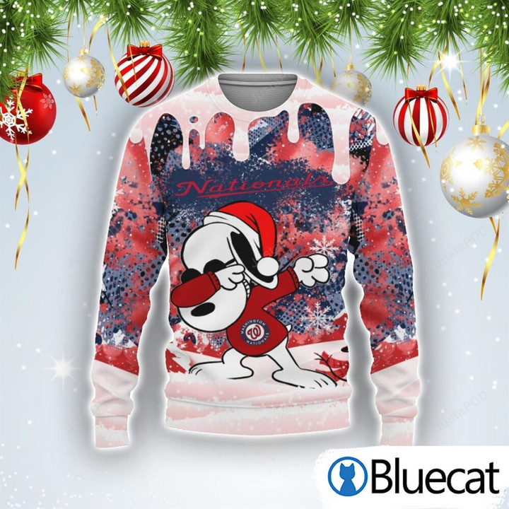 Washington Nationals Snoopy Dabbing Ugly Christmas Sweater