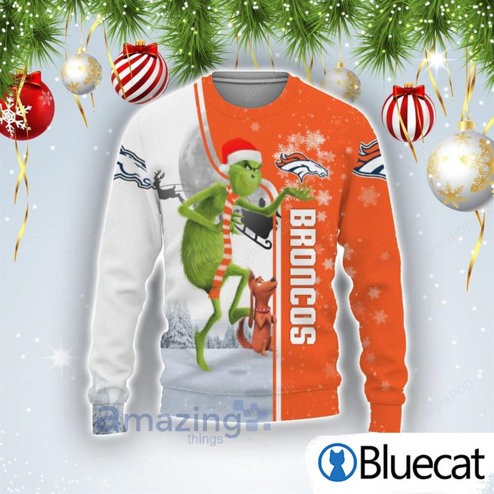 Denver Broncos Funny Grinch Ugly Christmas Sweater