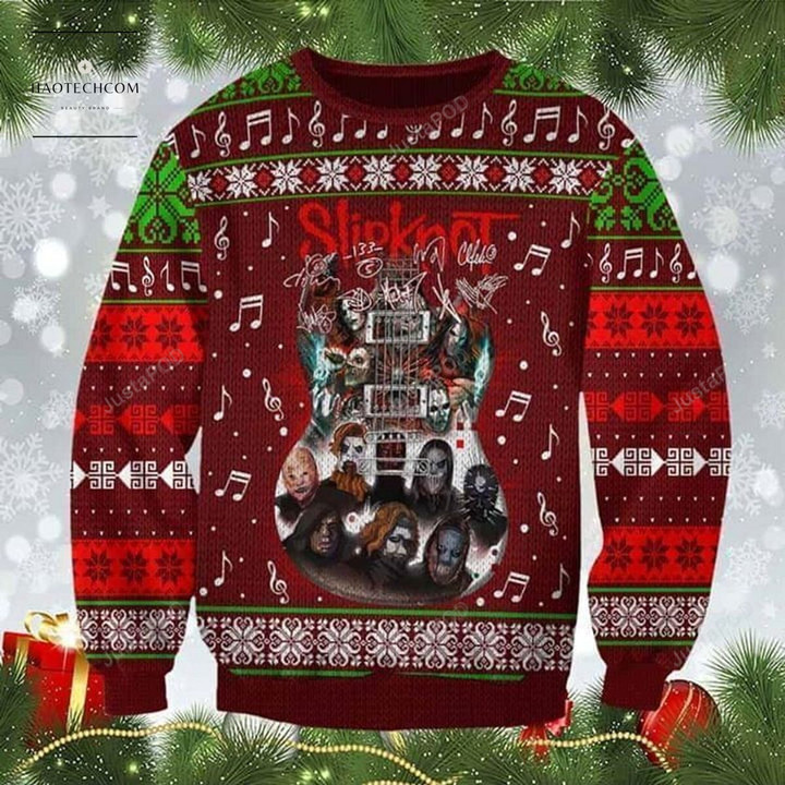 Slipknot Signatures Guitar Ugly Christmas Sweater