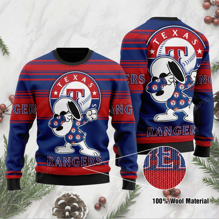 Snoopy Love Texas Rangers Ugly Christmas Sweater