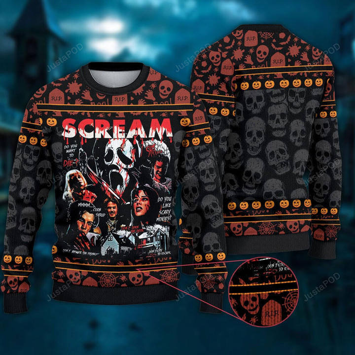 Scream Movie Characters Ugly Christmas Sweater