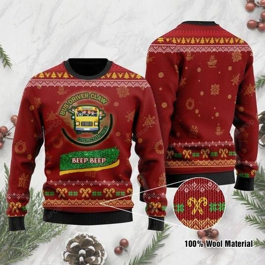 School Bus Driver Claw Ugly Christmas Sweater