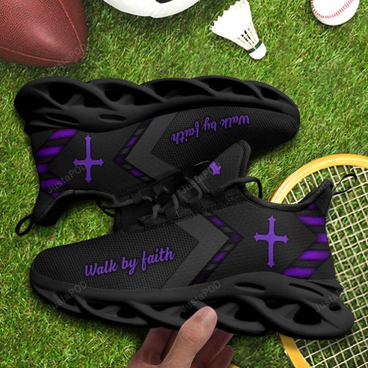 Purple Jesus Cross Walk By Faith Jesus Faith Max Soul Shoes, Light Sports Shoes