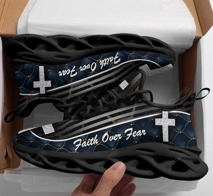 Faith Over Fear Jesus Cross Christian Catholic Religion Max Soul Shoes, Light Sports Shoes