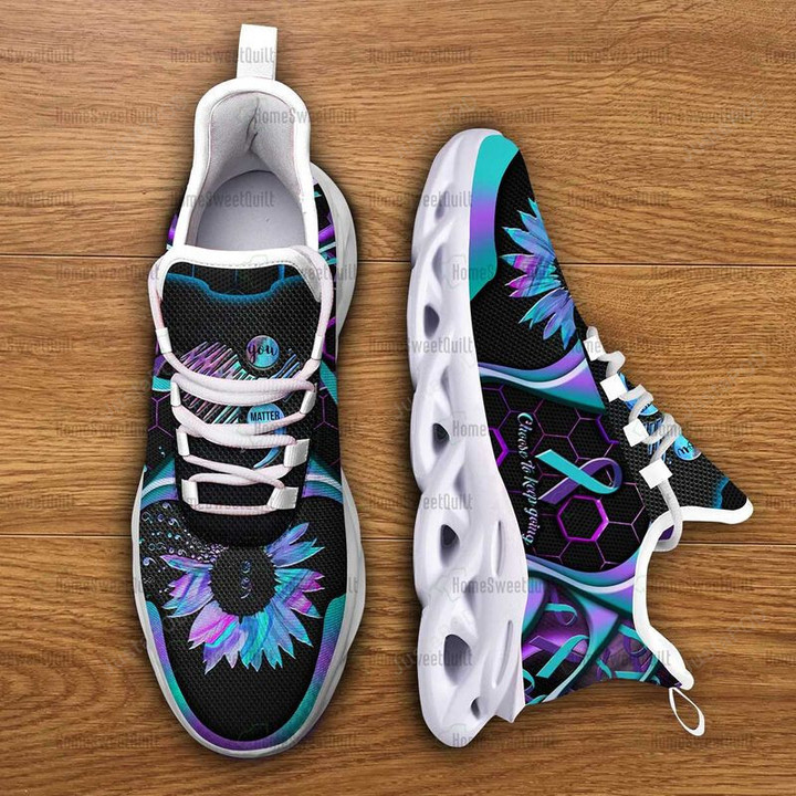 Suicide Prevention Sunflower Holographic World Max Soul Shoes, Light Sports Shoes