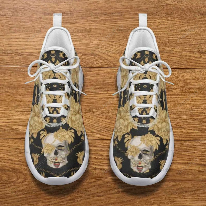 Yellow Flower Skull Chains Day Of The Dead Latin Skull Max Soul Shoes, Light Sports Shoes