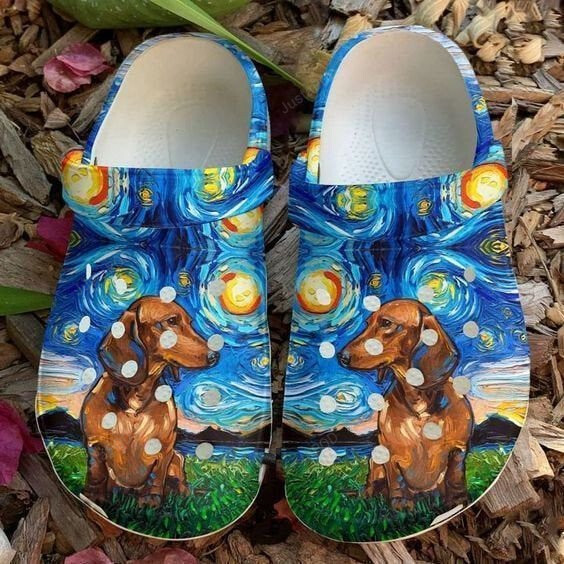 Sky Dachshund Crocs Crocband Clogs,Gift For Lover Sky Dachshund Crocs Comfy Footwear
