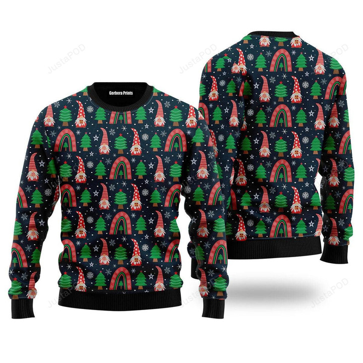 Gnomes With Boho Rainbow Pattern Ugly Christmas Sweater , Gnomes With Boho Rainbow Pattern 3D All Over Printed Sweater