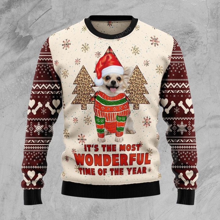 Chihuahua The Most Beautiful Time Ugly Christmas Sweater , Chihuahua 3D All Over Printed Sweater