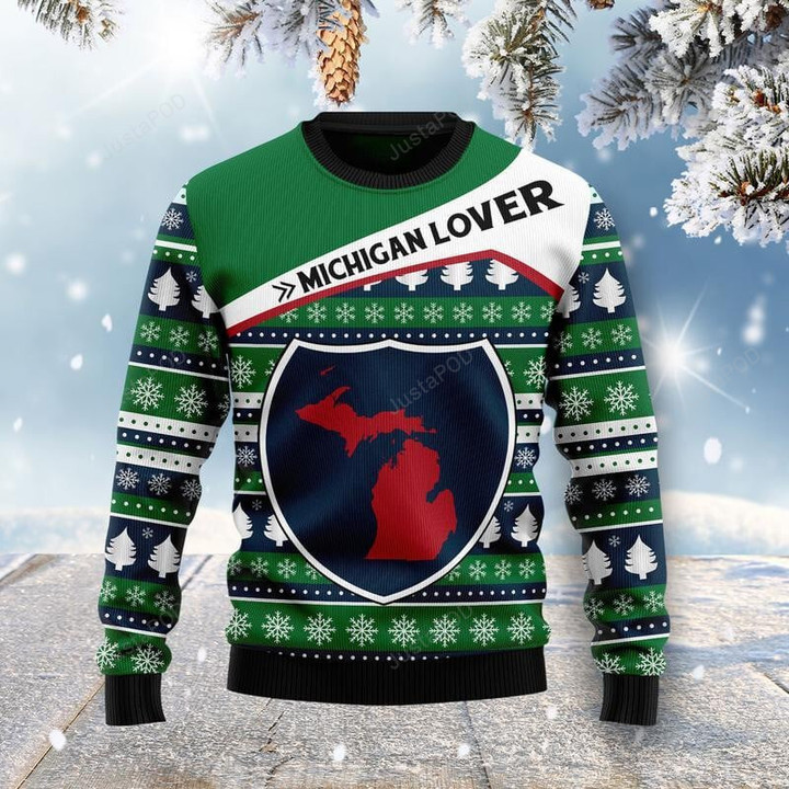 Michigan Lover Ugly Christmas Sweater , Michigan Lover 3D All Over Printed Sweater