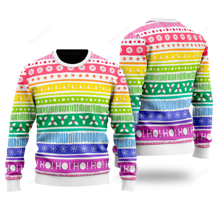 Rainbow Cozy Holiday Pattern Ugly Christmas Sweater , Rainbow Cozy Holiday Pattern 3D All Over Printed Sweater