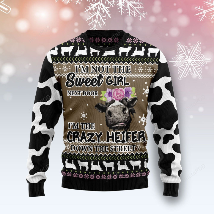 The Crazy Heifer Ugly Christmas Sweater , The Crazy Heifer 3D All Over Printed Sweater