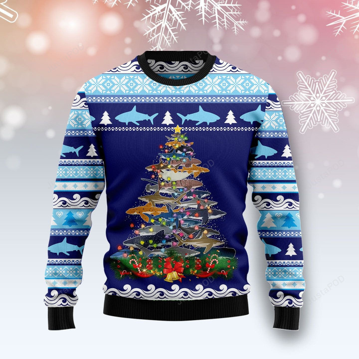 Shark Christmas Tree Ugly Christmas Sweater , Shark Christmas Tree 3D All Over Printed Sweater