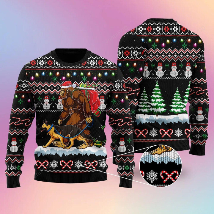 Big Foot & Dog Ugly Christmas Sweater , Big Foot & Dog 3D All Over Printed Sweater
