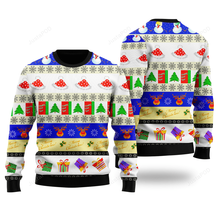 Merry Christmas And Happy New Year Ugly Christmas Sweater , Merry Christmas And Happy New Year 3D All Over Printed Sweater