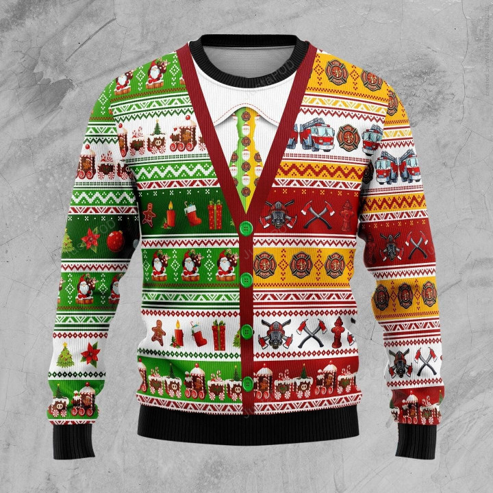 Firefighter Xmas Ugly Christmas Sweater , Firefighter Xmas 3D All Over Printed Sweater