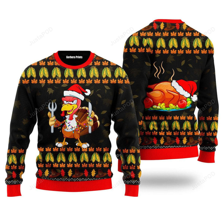 Thanksgiving Turkeys Ugly Christmas Sweater , Thanksgiving Turkeys 3D All Over Printed Sweater