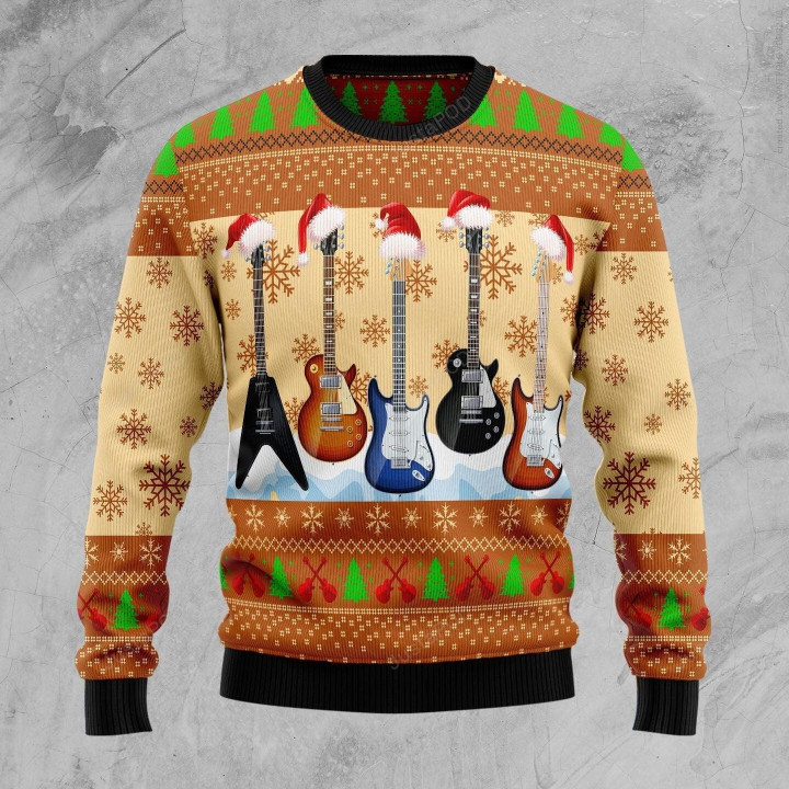 Guitar Xmas Ugly Christmas Sweater , Guitar Xmas 3D All Over Printed Sweater