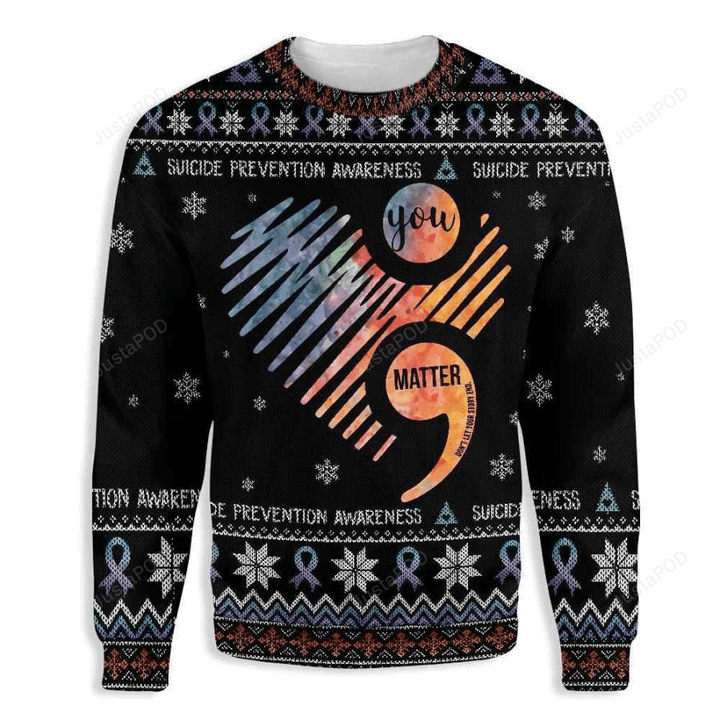 Suicide Prevention Awareness Ugly Christmas Sweater , Suicide Prevention Awareness 3D All Over Printed Sweater