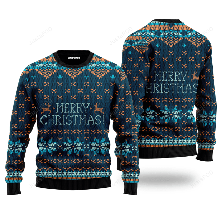 Merry Christmas Scandinavian Style Pattern Ugly Christmas Sweater , Merry Christmas Scandinavian Style Pattern 3D All Over Printed Sweater