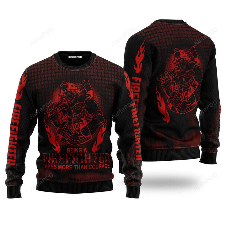 Firefighter Ugly Christmas Sweater , Firefighter 3D All Over Printed Sweater