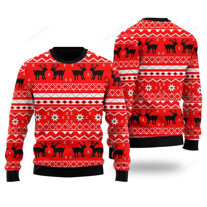 Red Deer Hunting Ugly Christmas Sweater , Red Deer Hunting 3D All Over Printed Sweater