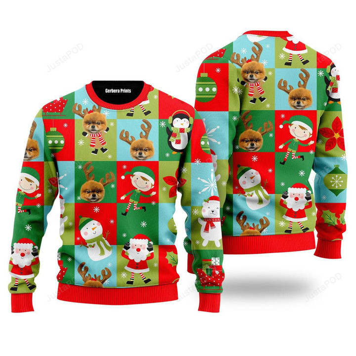 Funny Pomeranian Wears Reindeer Ugly Christmas Sweater , Funny Pomeranian Wears Reindeer 3D All Over Printed Sweater