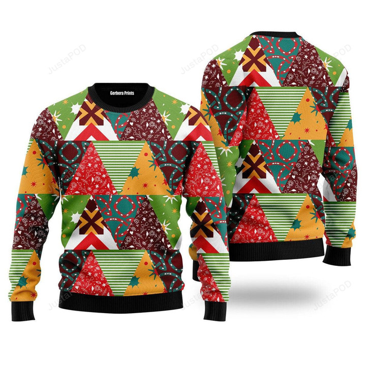 Vintage Triangles Colorful Xmas Ugly Christmas Sweater , Vintage Triangles Colorful Xmas 3D All Over Printed Sweater