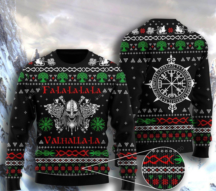Valhalla Viking Ugly Christmas Sweater , Valhalla Viking 3D All Over Printed Sweater