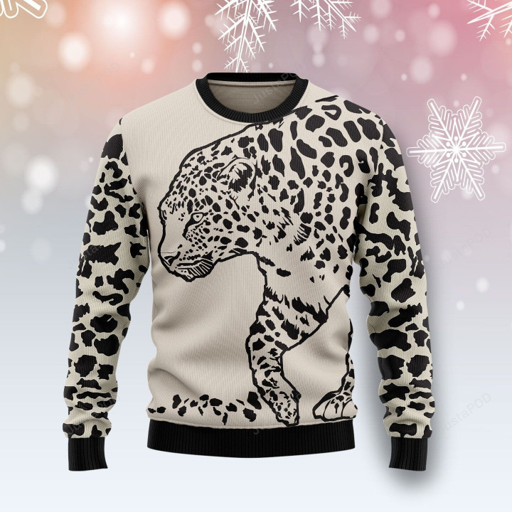 Leopard Ugly Christmas Sweater , Leopard 3D All Over Printed Sweater