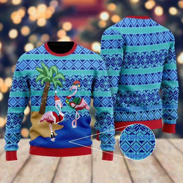 Flamingo Ugly Christmas Sweater , Flamingo 3D All Over Printed Sweater
