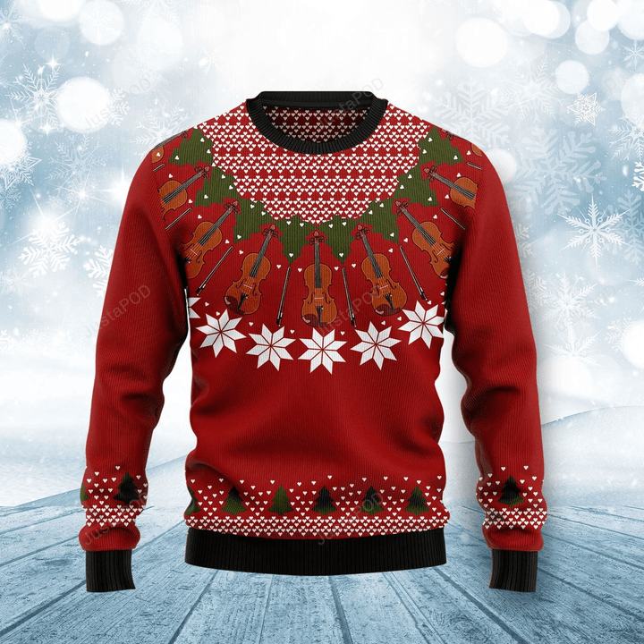 Violin Ugly Christmas Sweater , Violin 3D All Over Printed Sweater