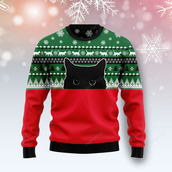 Meow Meow Black Cat Ugly Christmas Sweater, Meow Meow Black Cat 3D All Over Printed Sweater
