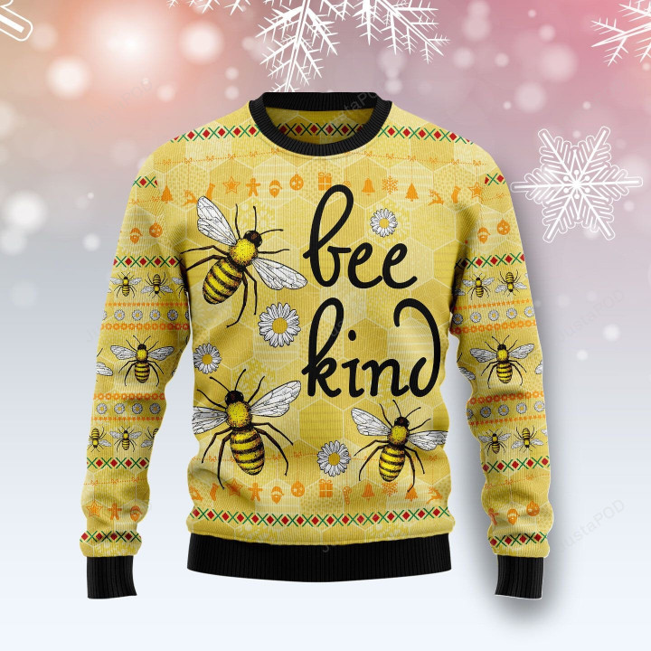 Bee Kind Ugly Christmas Sweater, Bee Kind 3D All Over Printed Sweater