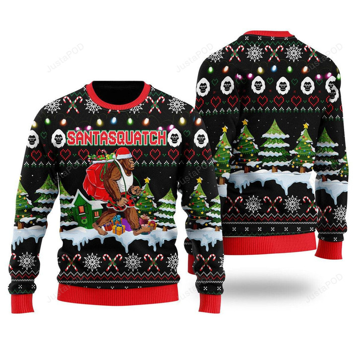Bigfoot Christmas Santasquatch Ugly Christmas Sweater, Bigfoot Christmas Santasquatch 3D All Over Printed Sweater