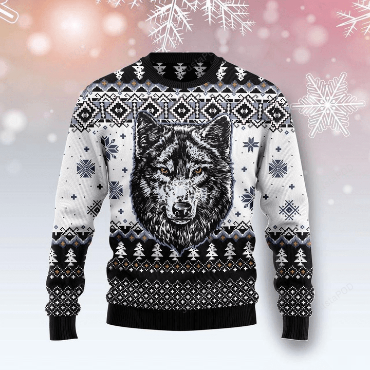Wolf Ugly Christmas Sweater, Wolf 3D All Over Printed Sweater