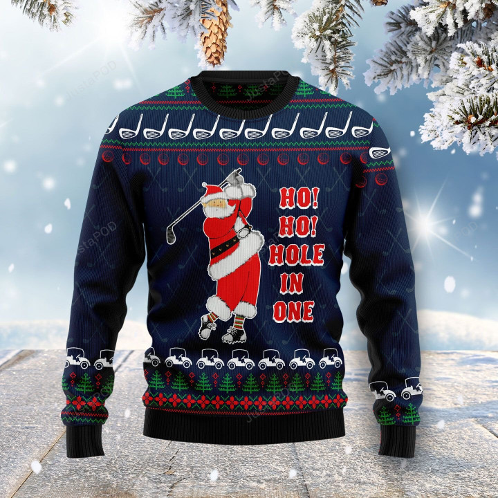 Ho Ho Hole In One Ugly Christmas Sweater, Ho Ho Hole In One 3D All Over Printed Sweater