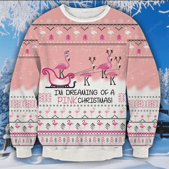 Flamingo Dream Ugly Christmas Sweater, Flamingo Dream 3D All Over Printed Sweater