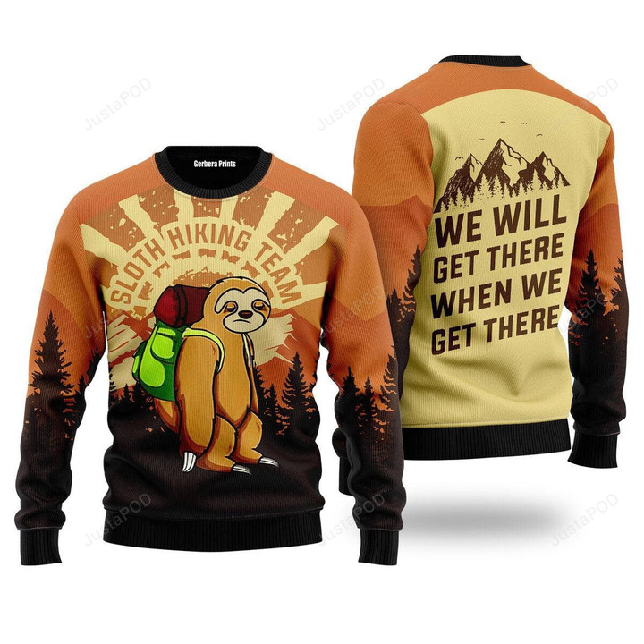 Sloth Hiking Ugly Christmas Sweater, Sloth Hiking 3D All Over Printed Sweater