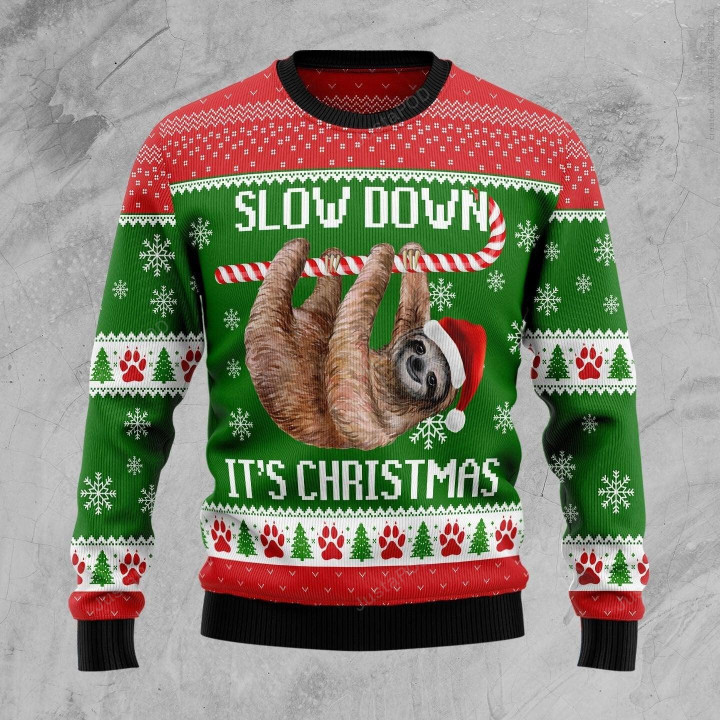 Sloth Slow Down Ugly Christmas Sweater, Sloth Slow Down 3D All Over Printed Sweater