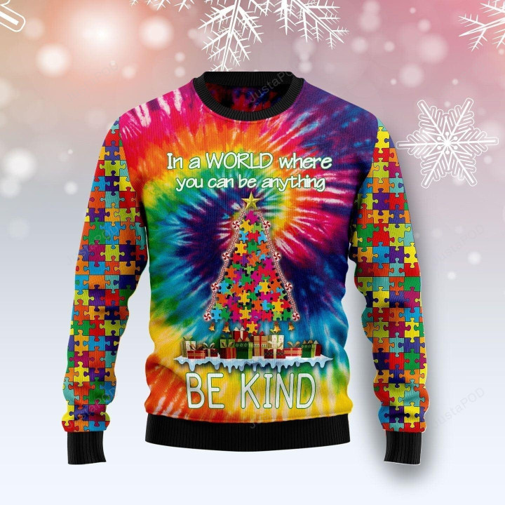 Autism Awareness Christmas Tree Ugly Christmas Sweater, Autism Awareness Christmas Tree 3D All Over Printed Sweater