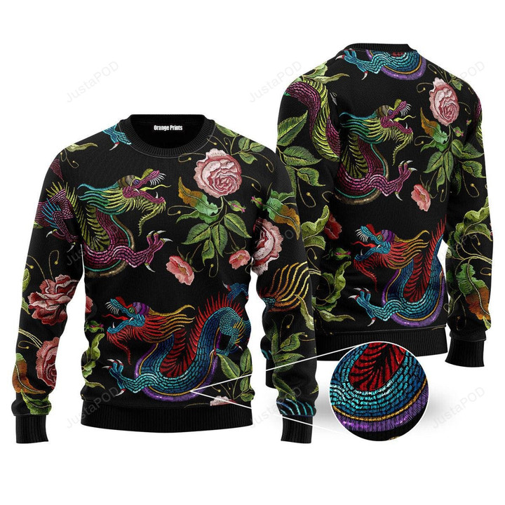 Dragons Flower Ugly Christmas Sweater, Dragons Flower 3D All Over Printed Sweater