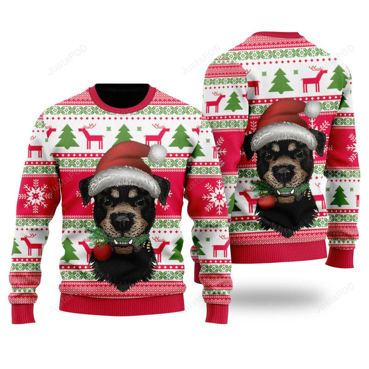 Dog Santa Hat Holiday Time Pattern Ugly Christmas Sweater, Dog Santa Hat Holiday Time Pattern 3D All Over Printed Sweater