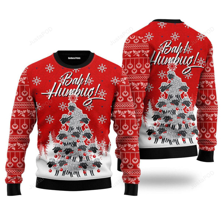 Bah Humbug Sheep Xmas Ugly Christmas Sweater, Bah Humbug Sheep Xmas 3D All Over Printed Sweater