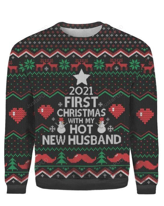 First Christmas With My New Husband Ugly Christmas Sweater, First Christmas With My New Husband 3D All Over Printed Sweater