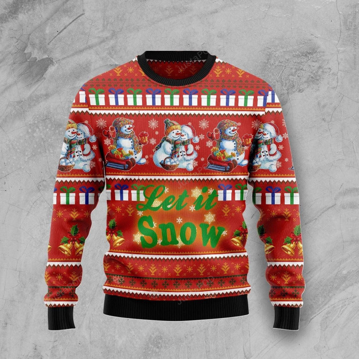 Snowman Let It Snow Ugly Christmas Sweater, Snowman Let It Snow 3D All Over Printed Sweater